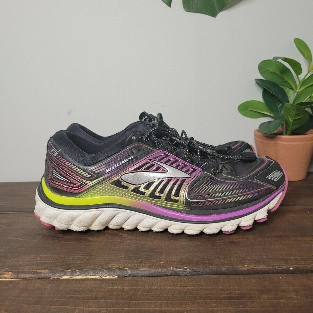 Brooks Glycerin 13 Black Purple Running Shoes 8.5B